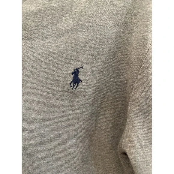 Polo Ralph Lauren Men V-Neck Sweater Gray Long Sleeve Pima Cotton Size L preppy - Picture 2 of 7